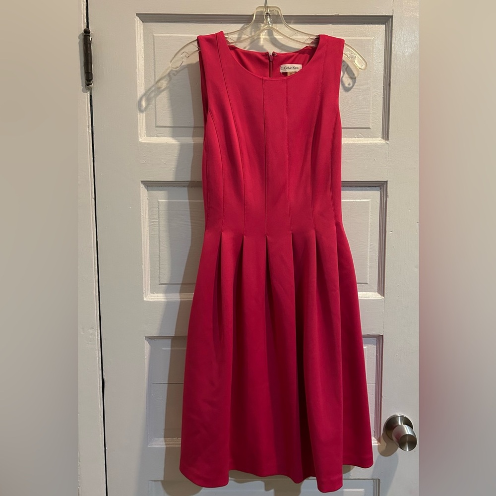 Hot pink, fit, and flare dress from Calvin Klein. Size 2.